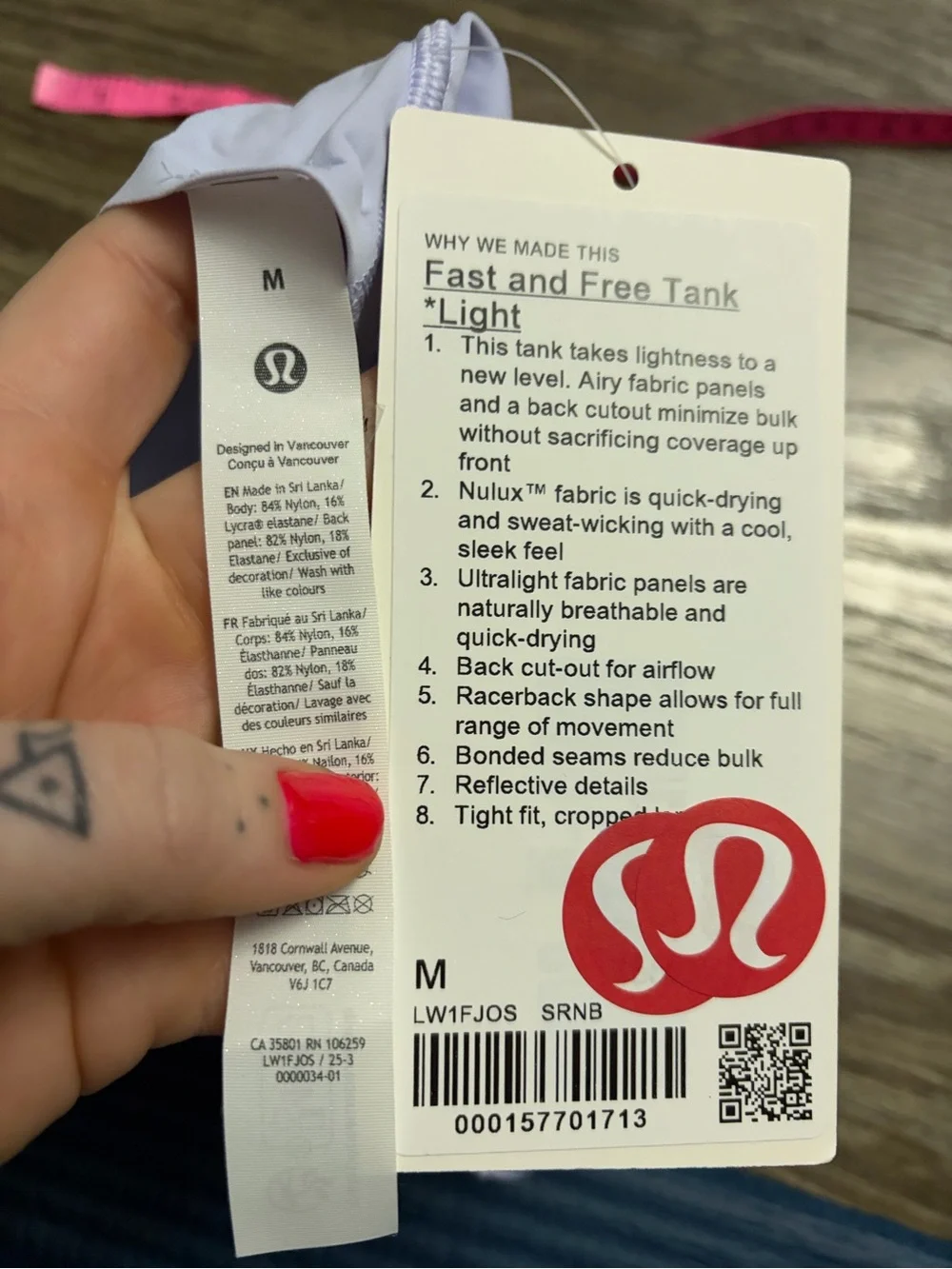 NWT Lululemon Fast and Free Tank Top *Light Support (Serene Blue) Size M